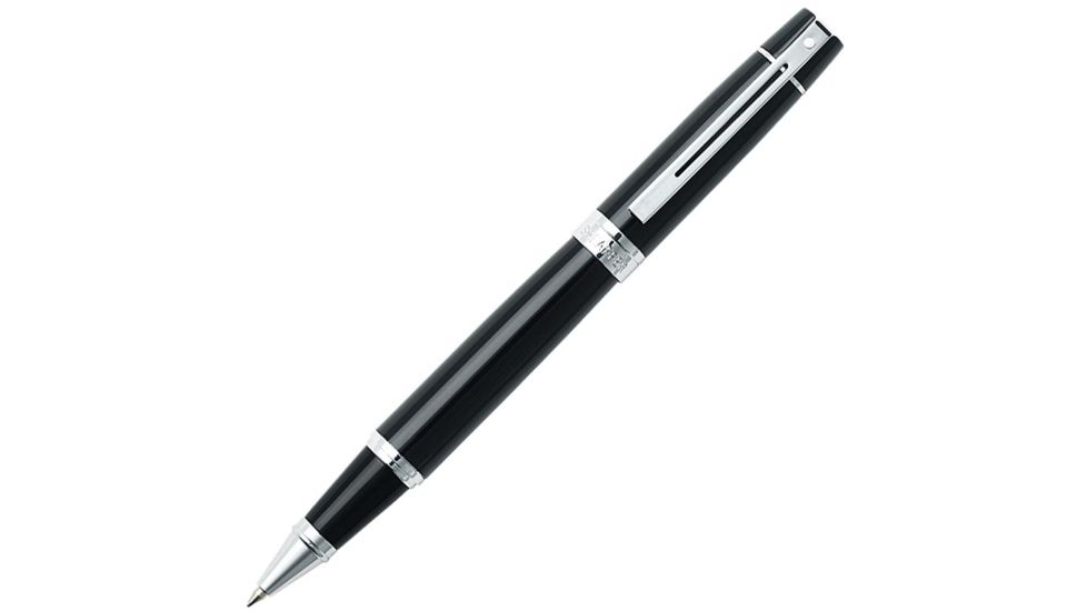 Cross Sheaffer 300 Glossy Black Rollerball Pen w/ Chrome Plated Appointments, Black E1931251