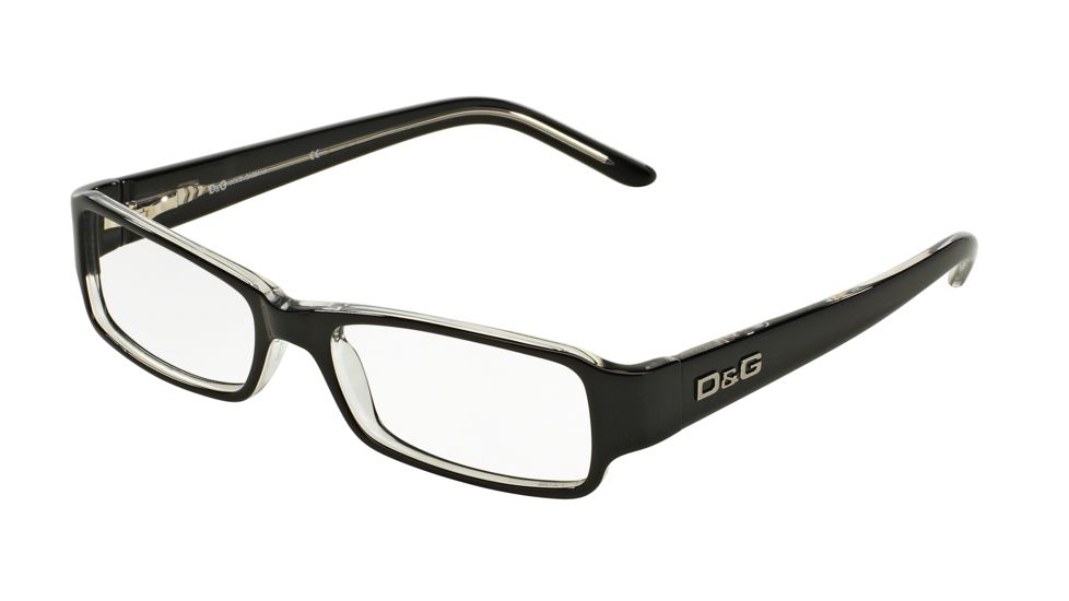 D&amp;G DD1146 SV Prescription Eyeglasses Black Top On Clear Frame / 50 mm Prescription Lenses, 675-5016, Select Frame Color / Lens Diameter Black Top On Clear Frame / 50 mm Prescription Lenses