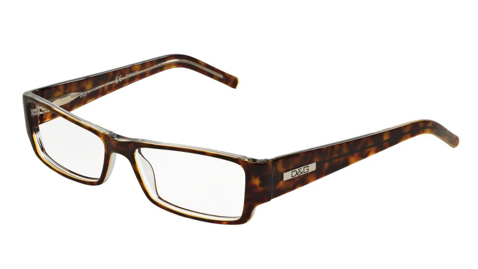 D&amp;G DD 1150 Eyeglasses Styles - Havana On Transparent Frame w/Non-Rx 51 mm Diameter Lenses, 556-5115