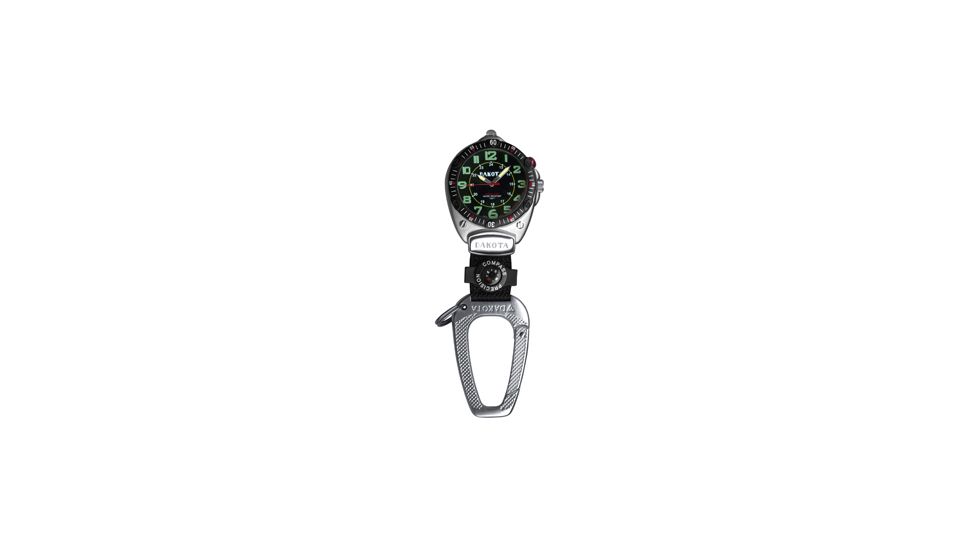 Dakota Watches Big Face Clip, Black EL Military Dial, Silver Case, Compass 8852-2