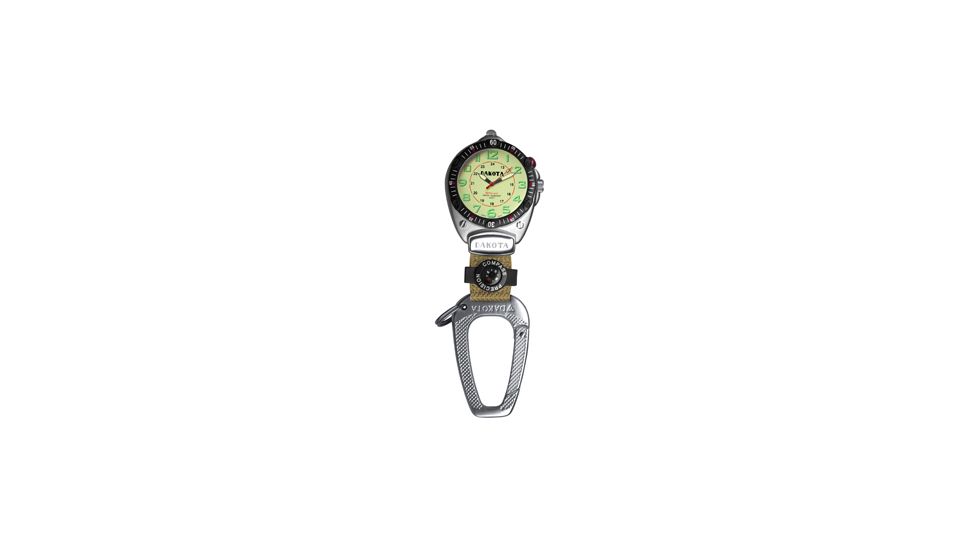 Dakota Watches Big Face Clip, Cream EL Military Dial, Silver Case, Compass 8853-1