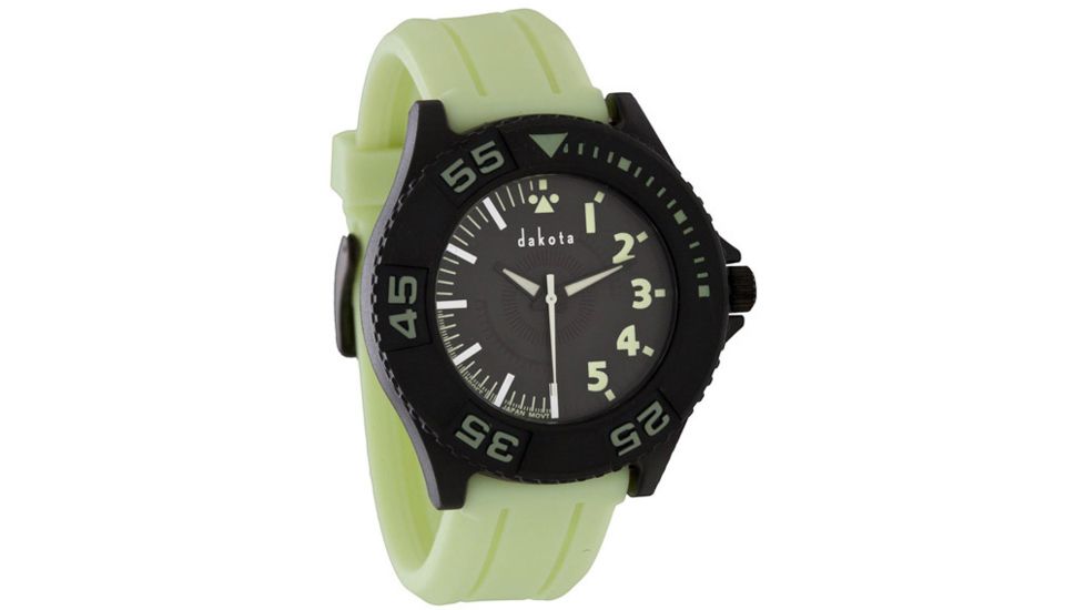 Dakota Watches Glow In The Dark, Black Dial, Luminous Silicon Strap 2428-2