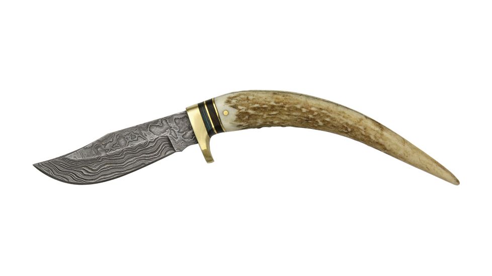 Damascus Stag Spike Fixed Knife DM1027