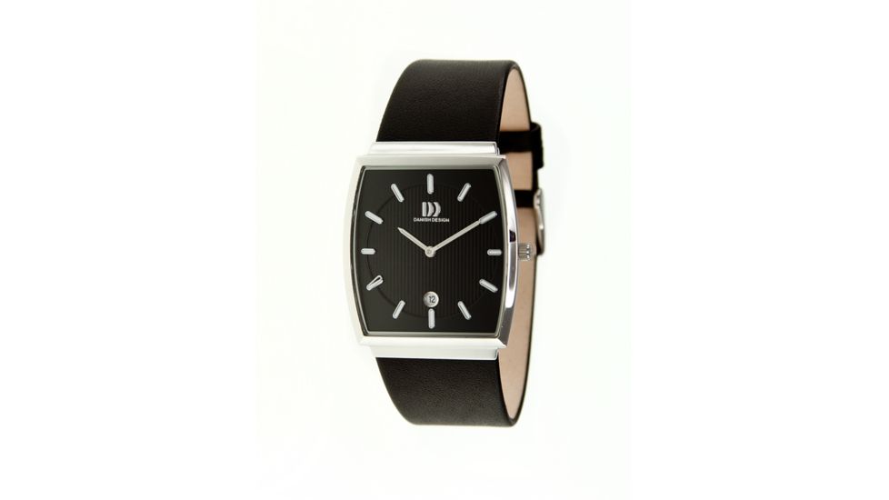 Danish Design Iq13q900 Stainless Steel Mens Watch - Black Leather Band, Silver SS Case, Black Face