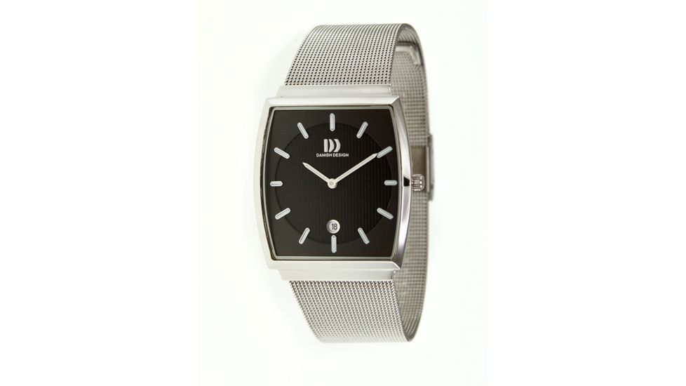 Danish Design Iq63q900 Stainless Steel Mens Watch - Silver Mesh Band, Pol SS Case, Black Face