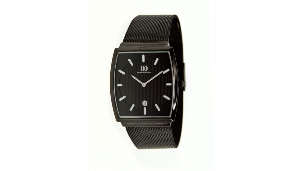 Danish Design Iq64q900 Stainless Steel Watch - Black Mesh Band, Black SS Case, Black Face
