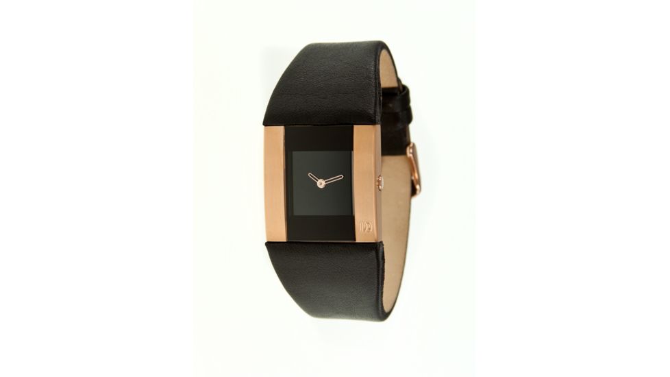 Danish Design Iv17q783 Anna Gotha Ladies Watch - Black Leather Band, Gold Case, Black Face
