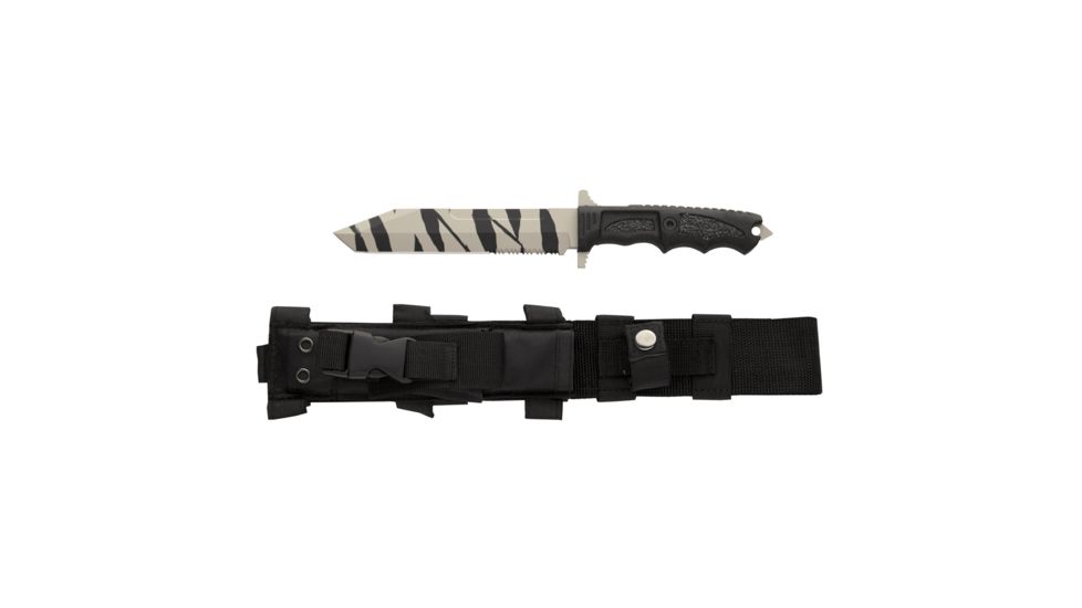 Dark Ops Black Raven Tactical Knive, Stainless Steel Ctv2 7in Blade, Aramid Composite Handle, Reverse Desert Shark Finish, DOH190