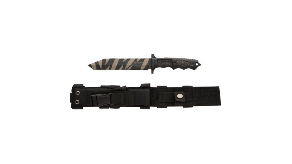 Dark Ops Black Raven Tactical Knive, Stainless Steel Ctv2 7in Blade, Aramid Composite Handle, Tiger Shark Finish, DOH617
