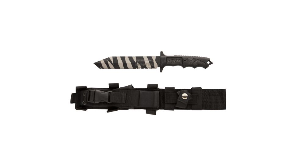 Dark Ops Black Raven Tactical Knive, Stainless Steel Ctv2 7in Blade, Aramid Composite Handle, Urban Shark Finish, DOH188