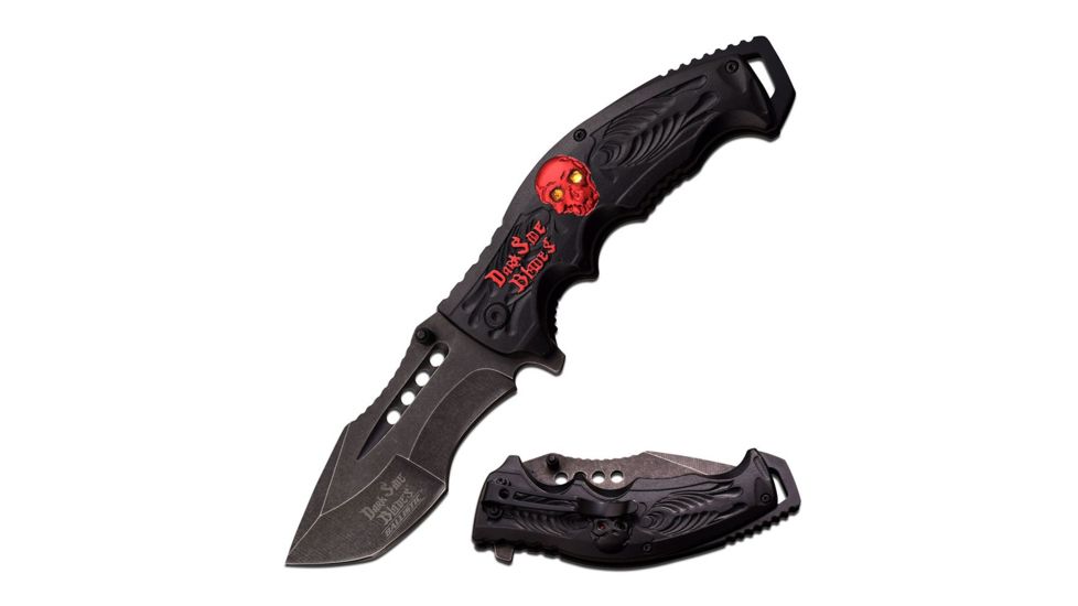 Dark Side Blades Folding Blade, 3.5in, Stainless Steel Blade, Two-Tone Aluminum Handle DS-A044RD