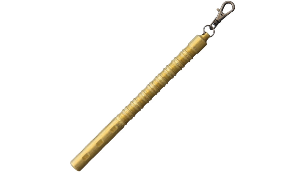 Darrel Ralph Brass Kubotan, 4.63in Overall, Attachment Clip, Brass Construction, BRASS KUBATON
