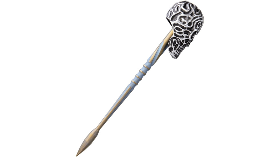 Darrel Ralph Custom Skull Push Rod Knife, 7.5in Overall, 5in Anodized Finish Titanium Blade, Sculpted 6Al-4V Titanium, SKULL PUSH ROD