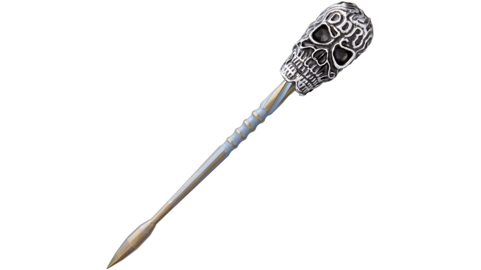 Darrel Ralph Custom Skull Push Rod Knife, 7.5in Overall, 5in Anodized Finish Titanium Blade, Sculpted 6Al-4V Titanium, SKULL PUSH ROD