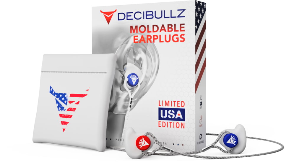 Decibullz Custom Molded Earplugs, Limited USA Edition, Red/White/Blue, PLG1-USA