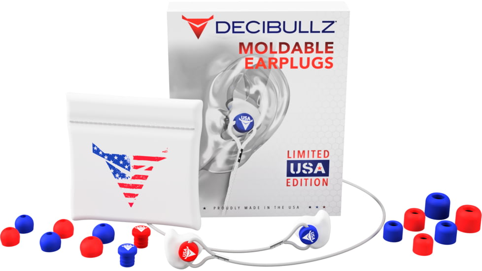 Decibullz Custom Molded Earplugs, Limited USA Edition, Red/White/Blue, PLG1-USA