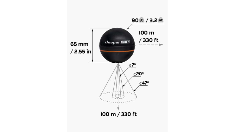 Deeper Smart Sonar PRO+ 2 Fishfinder, Black, ITGAM1080