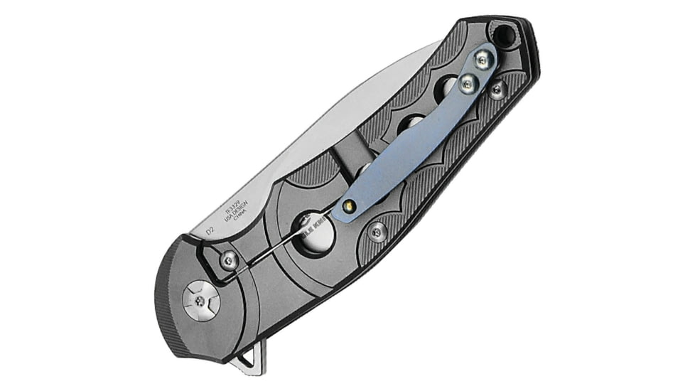 Defcon 3329 Framelock Folding Knife, 3in Satin D2 Tool Steel Blade, Gray Titanium Handle, Pocket Clip, TF3329
