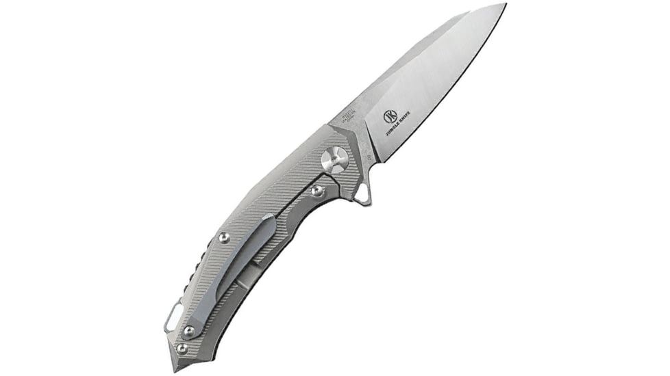 Defcon JK Hybrid Framelock Blk/Gray Folding Knife, 3.63in D2 Tool Steel Sheepsfoot Blade, Black Textured G10 Handle With Gray Titanium Back Handle, Glass Breaker, Stonewash And Satin Blade, TF3220