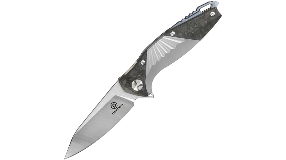 Defcon JK Mako Framelock Folding Knife, Gray, Gray titanium handle with carbon fiber inlay, TF 5290-4