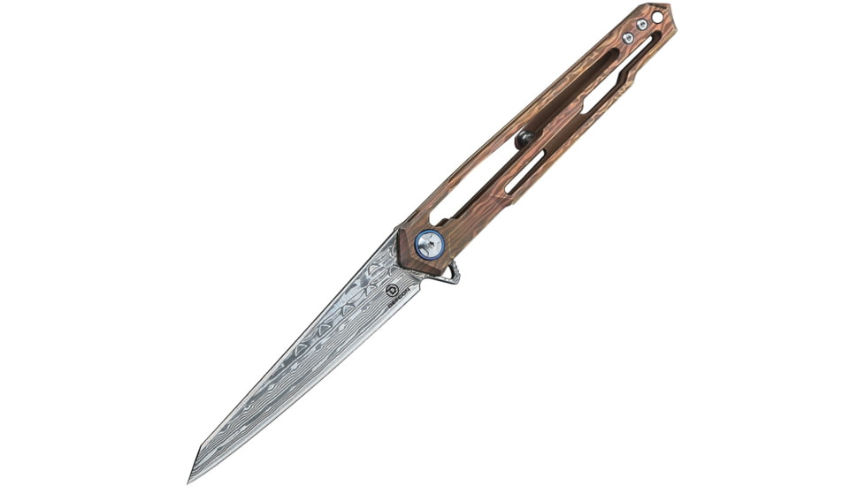 Defcon Peregrine Framelock Folding Knife, Orange Damascus pattern titanium handle, TF 4394-2