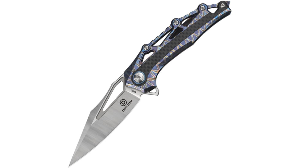 Defcon Valkyrie Framelock Folding Knife, Flame anodized titanium handle with carbon fiber i, TF9393-2