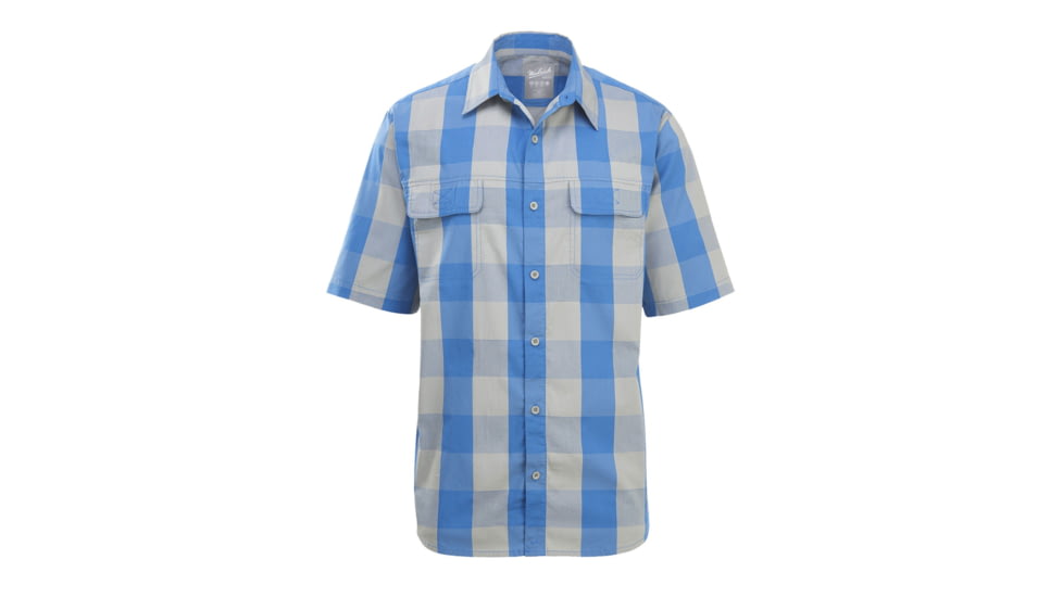 Demo,Woolrich Men's Keep It Moving Short Sleeve Classic Shirt, Limestone Check, L, 6386-LTC-DEMO