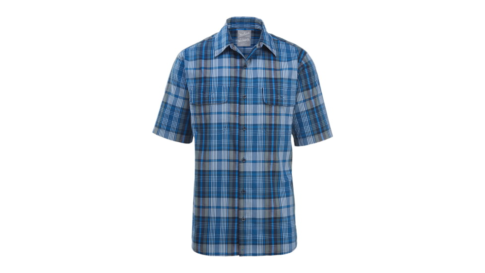 Demo,Woolrich Men's Keep It Moving Short Sleeve Classic Shirt, Mountain Blue, L, 6386-MOL-DEMO