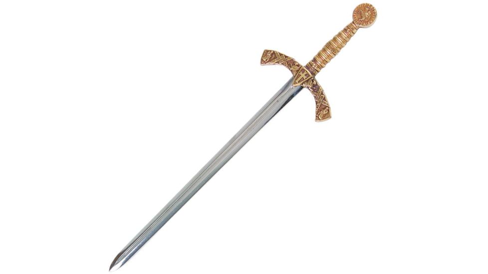 Denix Crusader Sword Letter Opener, 7 blade, Brass finish metal handle, DX3066