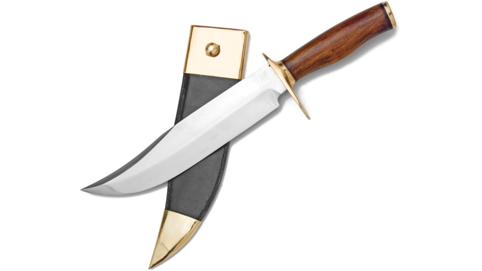 Denix Early American Bowie Fixed Blade Knife, 15 7/8in Overall, 9 3/4in Carbon Steel Clip Point Bowie Blade, Wood, 07-101