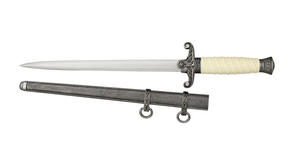 Denix German Officers Dagger, 9.5in, Unsharpened Antique Gray Stainless Dagger, Imitation Ivory Handle DX4111G
