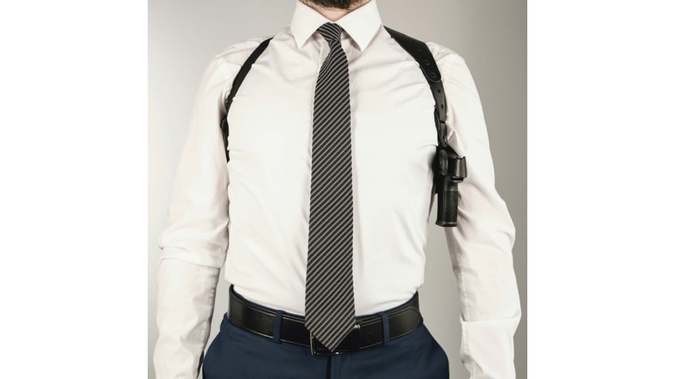 DeSantis C.E.O. Shoulder Rig Leather Holsters, Glock 17, 19, 22, 23, 26, 27, 36, 19X, 45, Left Hand, Plain, Black, 11ZBBB2Z0