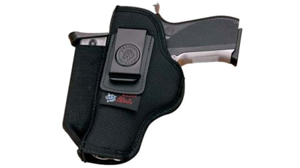 DeSantis Kingston Car Seat Holster, Most Long, Single Action Pistols Similar to Colt Govt. Model 45, Browning P35, Kimbers w/ 4in-5in Barrels, Ambidextrous, Nylon, Black, N92BJLSZ0