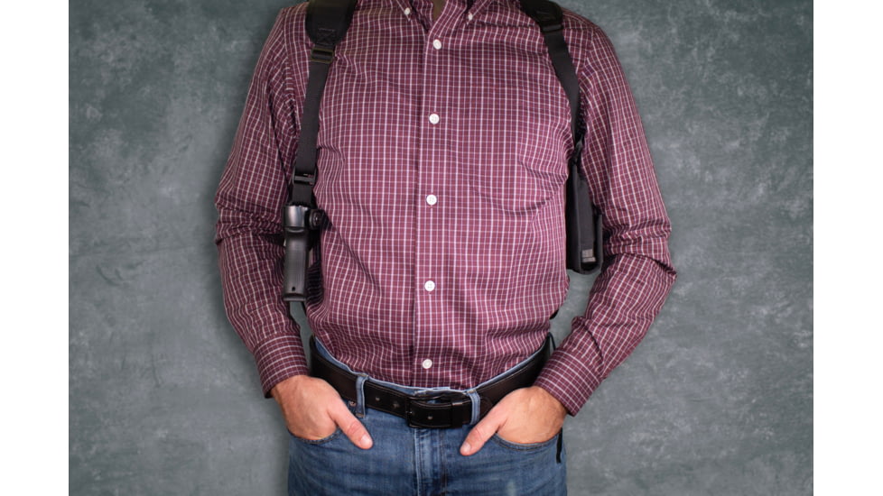 DeSantis Patriot Grd Shoulder Rig Leather Shoulder Holster, Ambidextrous Hand, Black, M99BJ1LJ0