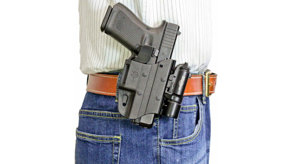 DeSantis Tap-Out Belt Kydex Holster, Glock 17, 19, 22, 23, 31, 32, 37, 38, Ambidextrous, Kydex, Black, 116PBJB2Z0