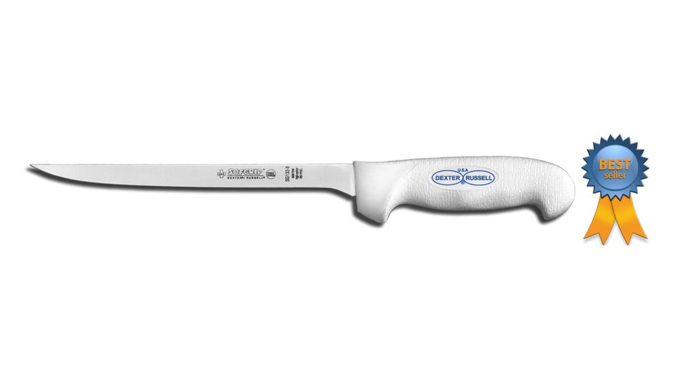 Dexter Outdoors SofGrip 8in Dexsteel Blade Flexible Fillet Knife, White Handle, SG133-8PCP