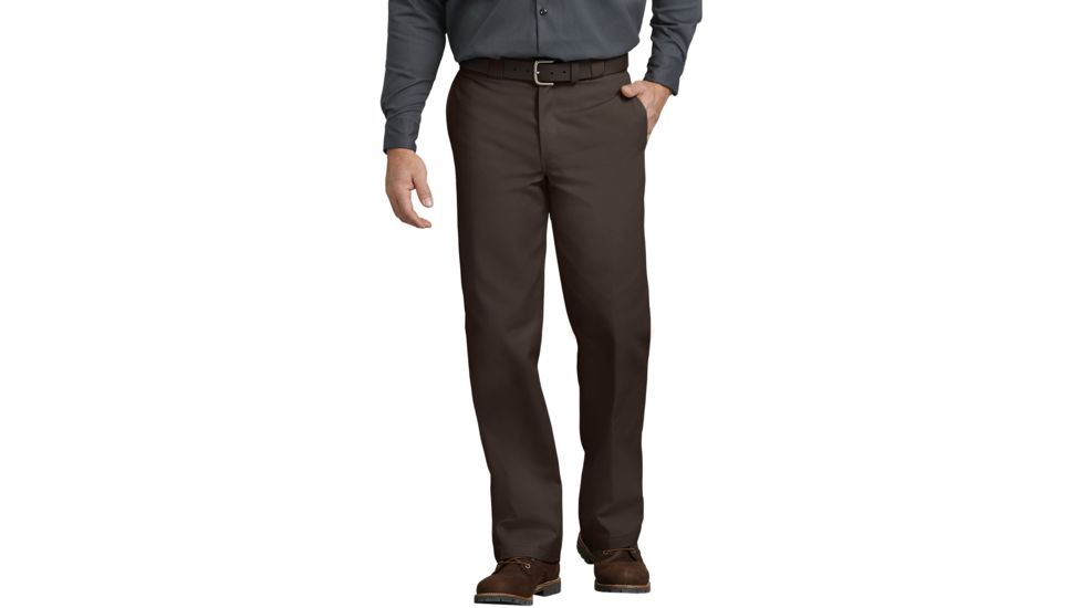 Dickies Mens Plain-front Work Pant, Dark Brown - 874DB 32 32