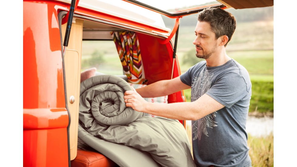 Disc-O-Bed Duvalay with Luxury Memory Foam Sleeping Bag &amp; Duvet, Adults, Cappuccino, Large, 50014