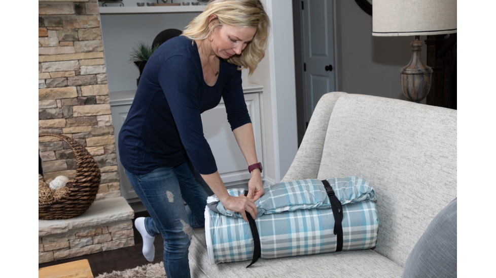 Disc-O-Bed Duvalay with Luxury Memory Foam Sleeping Bag &amp; Duvet, Adults, Ocean Plaid, Large, 50214