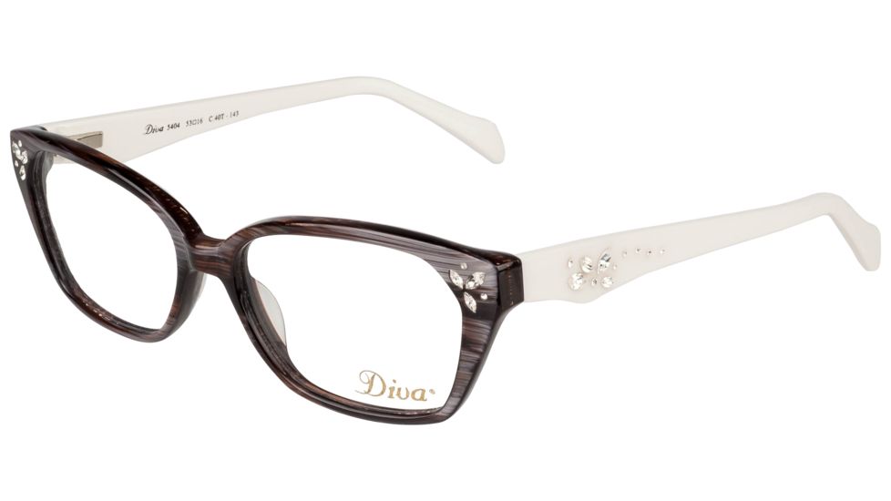 Diva 5404 Womens Eyeglasses, Brown-Grey Ivory, 53-16-143 5404-40T