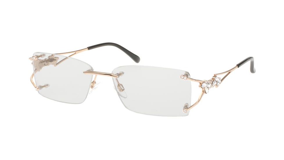 Diva Womens 5345  Eyeglasses - Gold/Crystal Stones Frame w/ Clear Lenses, Size 55-15-124 5345-765