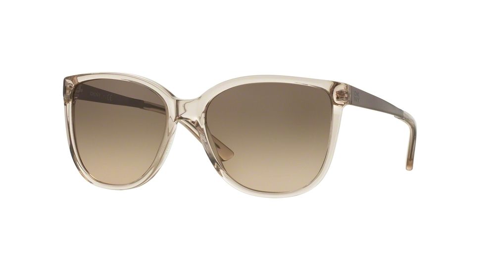 DKNY DY4137 Progressive Prescription Sunglasses DY4137-36976G-58 - Lens Diameter 58 mm, Frame Color Beige Crystal/satin Tobacco