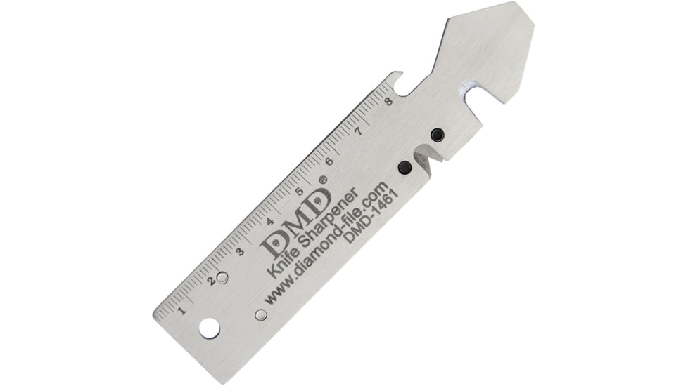 DMD Sharpeners Outdoor Multi Tool, 4.5in Overall, Tools Include Bottle Opener L Screwdriver Tip L Lanyard Loop L Belt/Cord Cutter, Crossed Carbide Sharpening Blades, Diamond Sharpener, DMD 1461