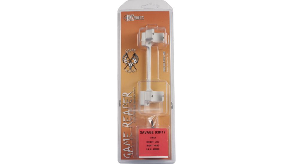 DNZ Products Game Reaper Scope Mount - Savage 93R17, Medium Ring, 1 in Tube, Silver, 42200s