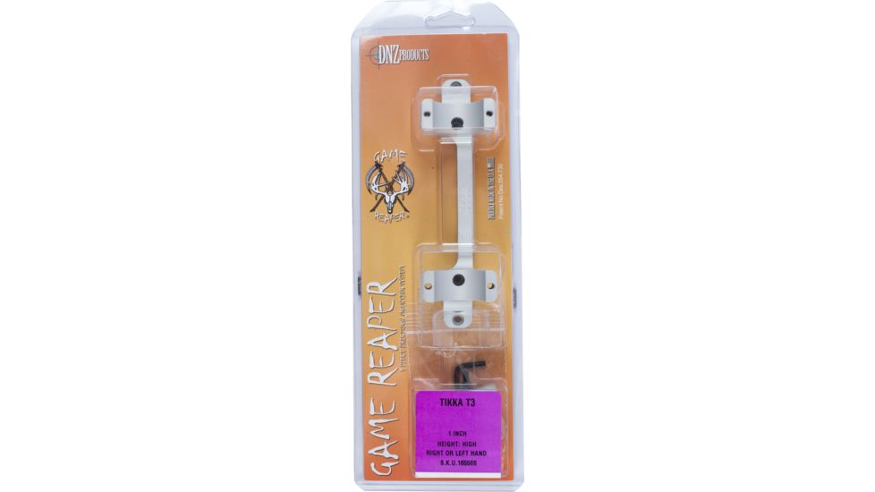 DNZ Products Game Reaper Scope Mount - Tikka T3, High Ring, 1 in Tube, Silver, 16550S