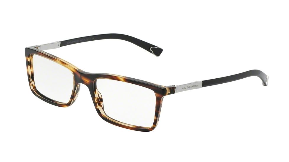 Dolce&amp;Gabbana BASALTO COLLECTION DG3211 Single Vision Prescription Eyeglasses 2673-53 - Matte Striped Brown Frame
