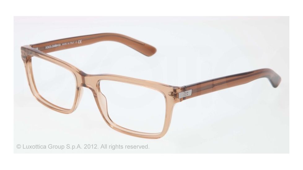 Dolce&amp;Gabbana BLOCK HINGE DG3157 Progressive Prescription Eyeglasses 2695-53 - Transparent Brown Frame, Demo Lens Lenses