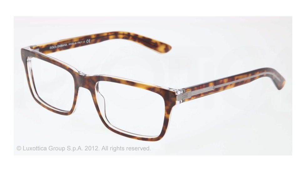 Dolce&amp;Gabbana BLOCK HINGE DG3157 Progressive Prescription Eyeglasses 556-53 - Top Havana On Crystal Frame, Demo Lens Lenses
