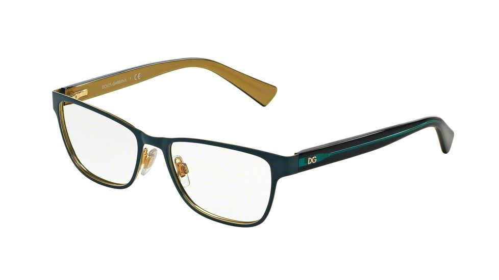 Dolce&amp;Gabbana DG1273 Progressive Prescription Eyeglasses 1271-53 - Top Petroleum On Gold Frame