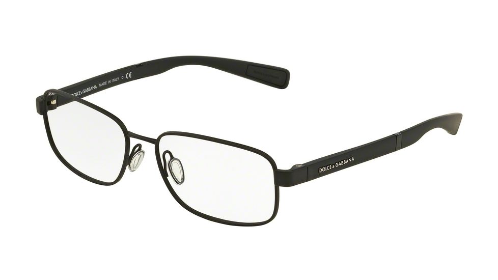 Dolce&amp;Gabbana DG1281 Single Vision Prescription Eyeglasses 1260-53 - Black Rubber Frame